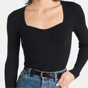 Madewell Wide Rib Sweater Top Black